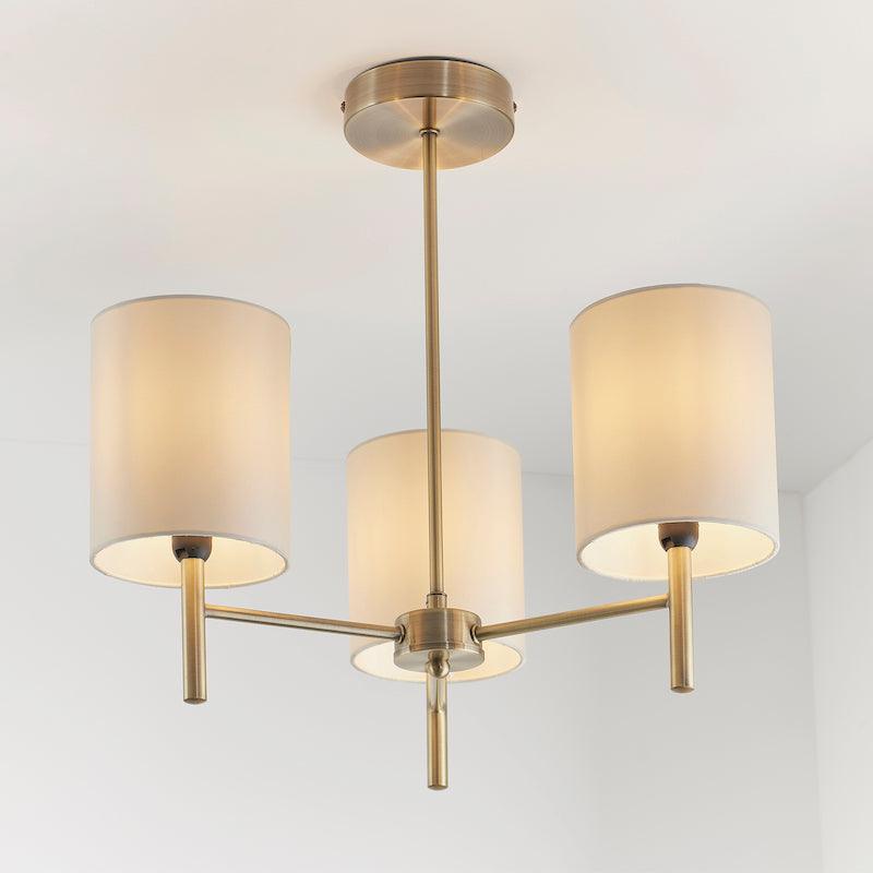 Traditional Flush & Semi Flush Ceiling Lights - Brio 3 Arm Antique Brass Finish Semi Flush Ceiling Light BRIO-3AB distance