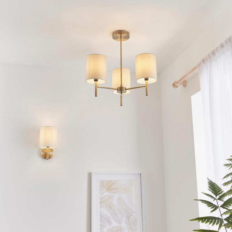 Traditional Flush & Semi Flush Ceiling Lights - Brio 3 Arm Antique Brass Finish Semi Flush Ceiling Light BRIO-3AB family