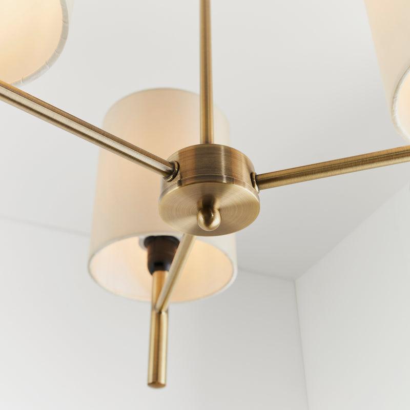 Traditional Flush & Semi Flush Ceiling Lights - Brio 3 Arm Antique Brass Finish Semi Flush Ceiling Light BRIO-3AB fitting