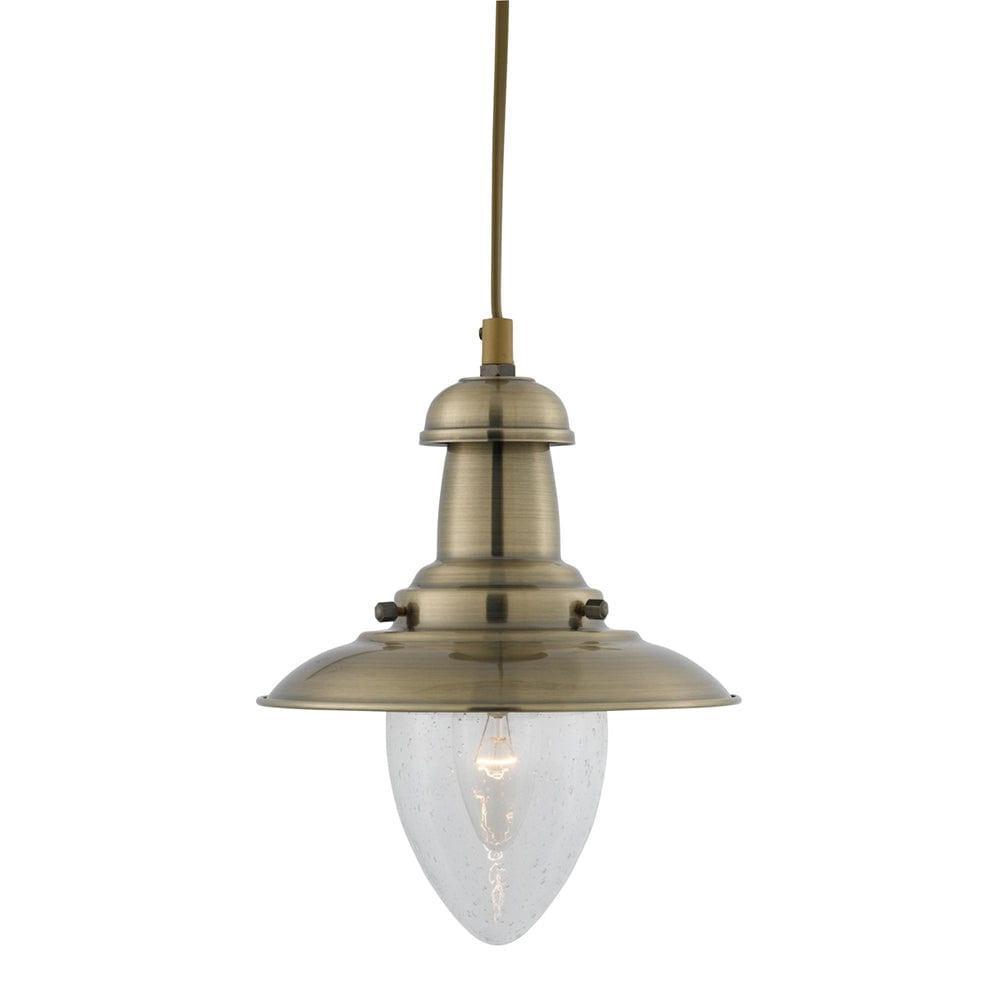Fisherman Baby Antique Brass Lantern - Clear Glass-Ceiling Pendant Lights-1-Tiffany Lighting Direct