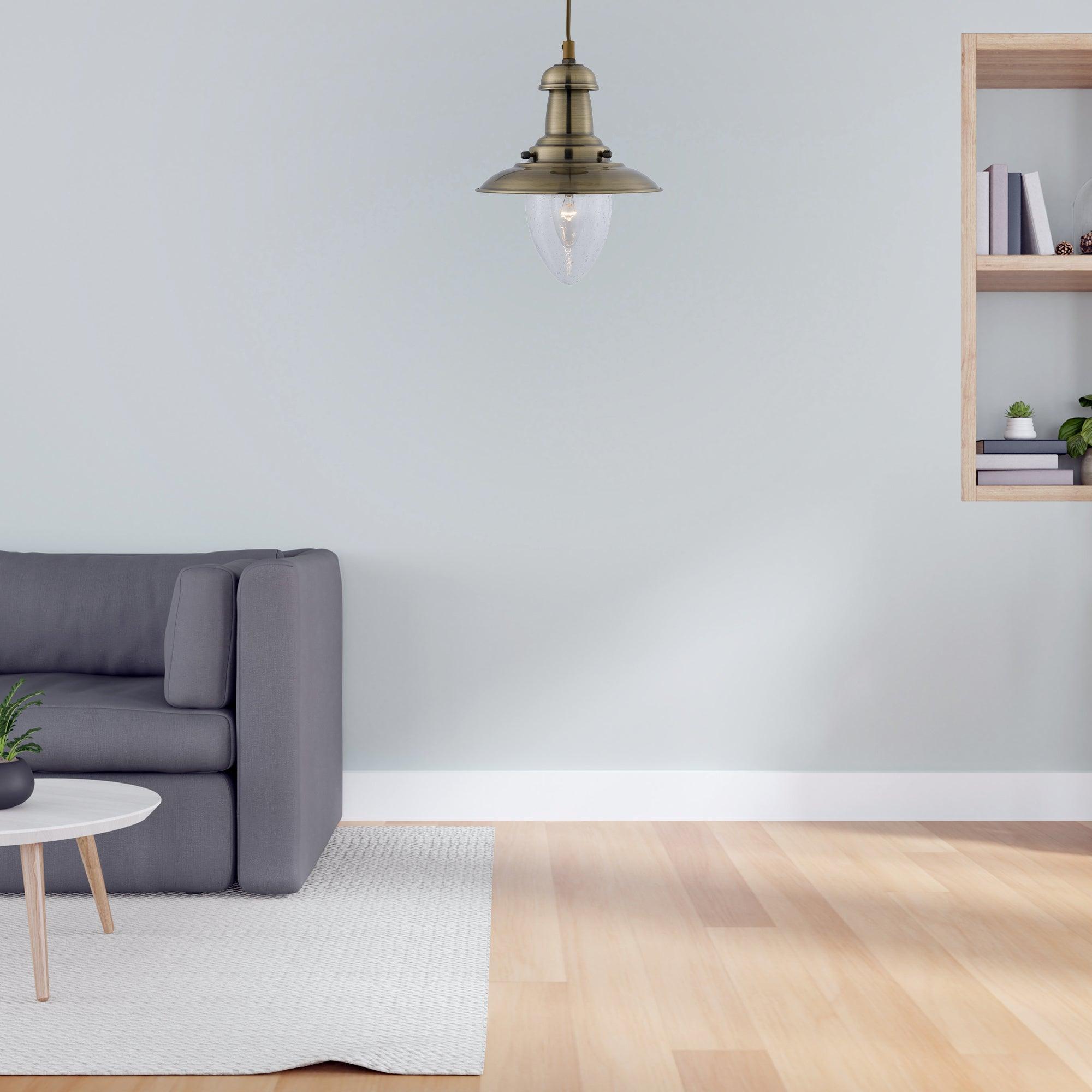 Fisherman Baby Antique Brass Lantern - Clear Glass-Ceiling Pendant Lights-5-Tiffany Lighting Direct