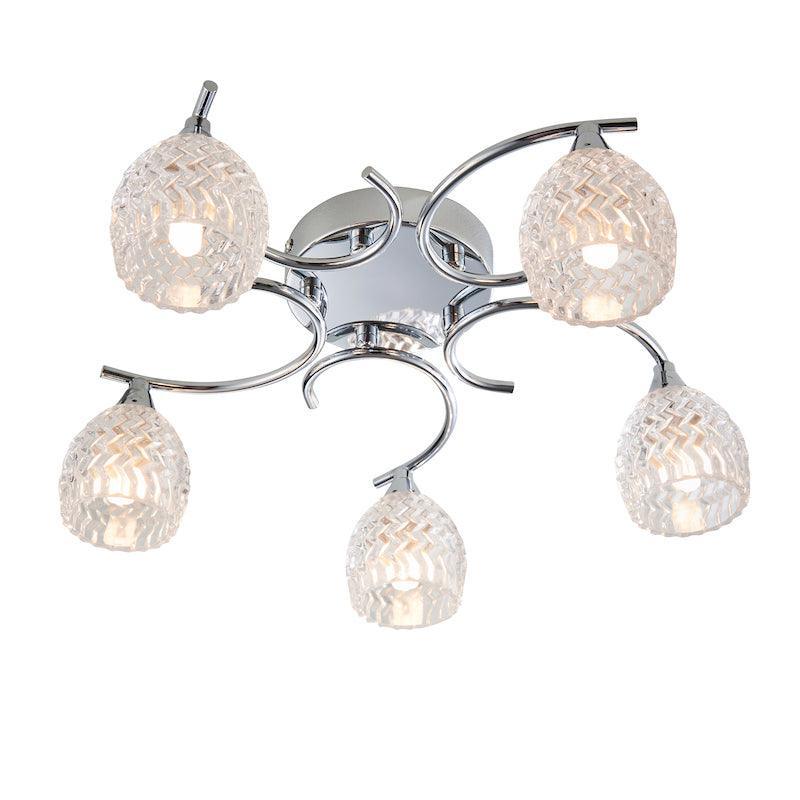 Traditional Flush & Semi Flush Ceiling Lights - Boyer 5 Arm Chrome Finish Flush Ceiling Light BOYER-5CH on