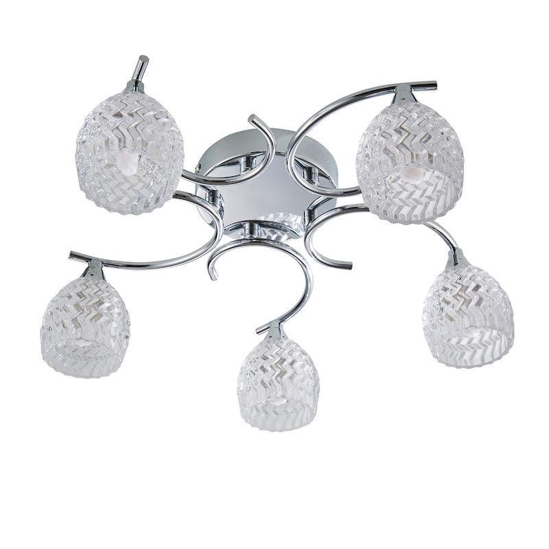 Traditional Flush & Semi Flush Ceiling Lights - Boyer 5 Arm Chrome Finish Flush Ceiling Light BOYER-5CH off