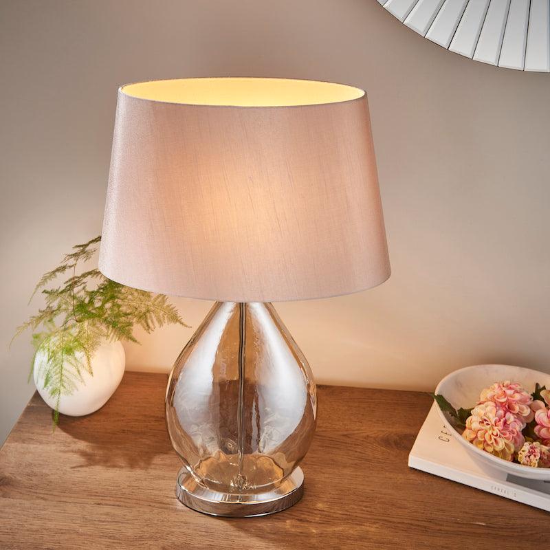 Endon Kew Gold Finish Glass And Mink Faux Silk Table Lamp 6