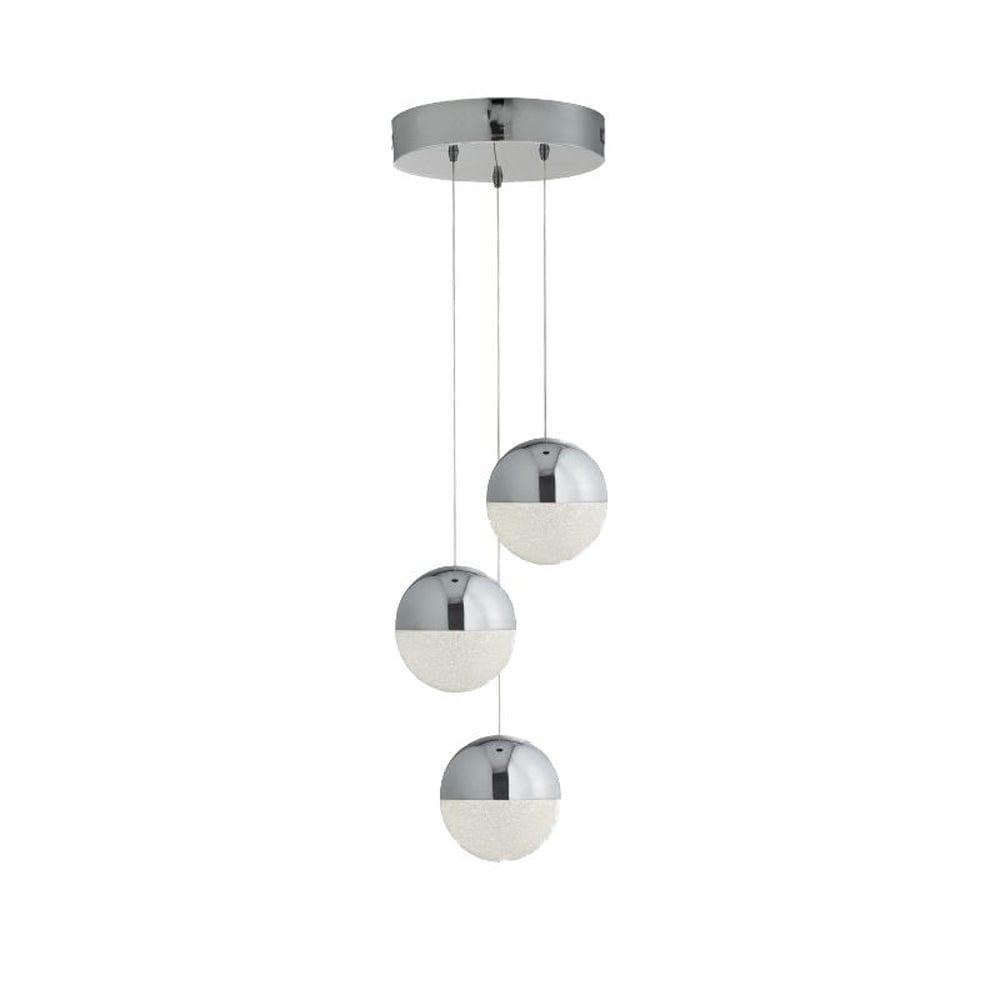 Marbles 3 Light LED Chrome & Acrylic Globe Pendant-Ceiling Pendant Lights-1-Tiffany Lighting Direct