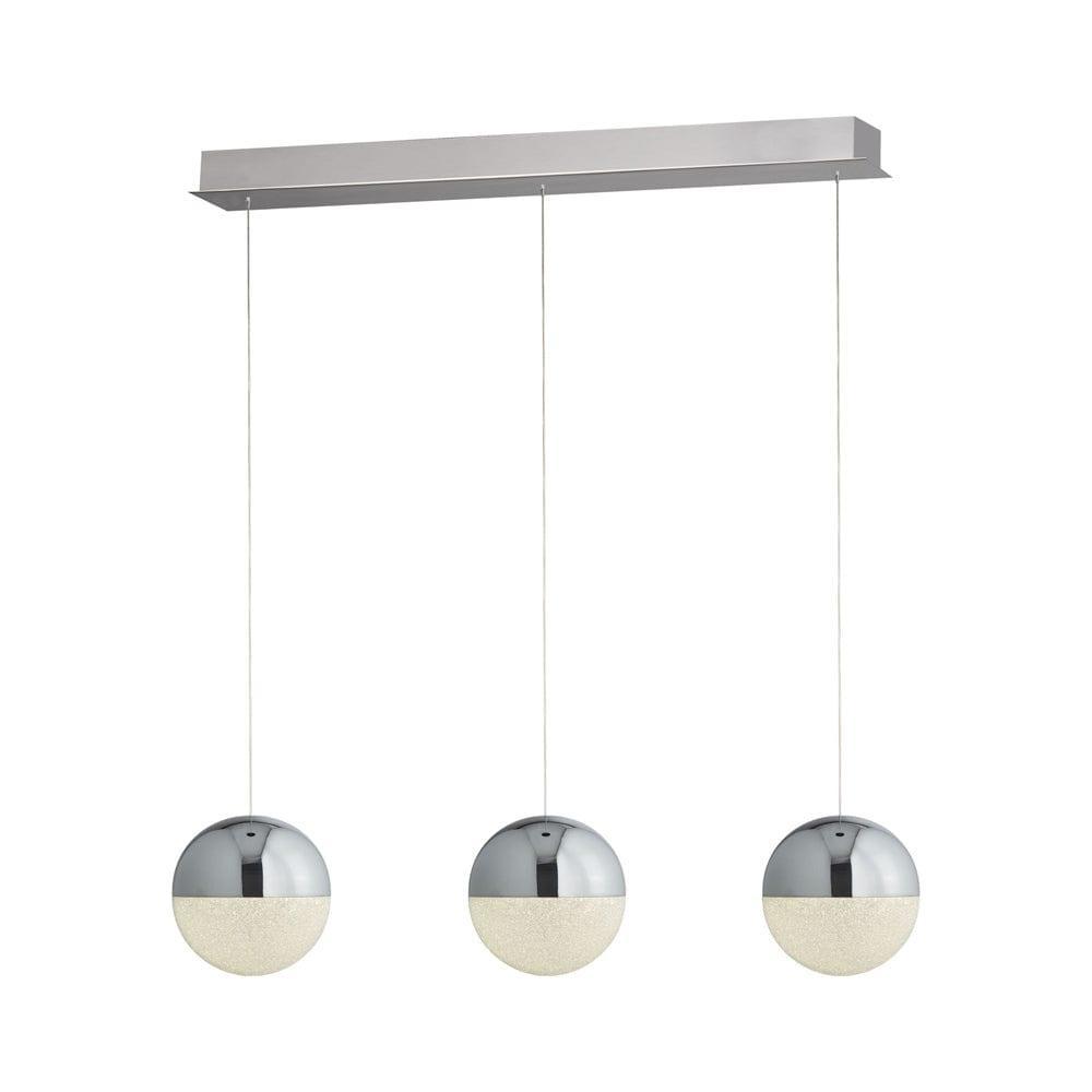 Marbles 3 Light LED Chrome & Acrylic Globe Bar Pendant-Ceiling Pendant Lights-1-Tiffany Lighting Direct