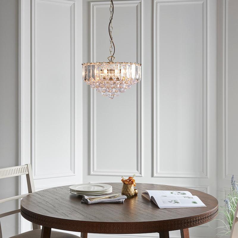 Traditional Ceiling Pendant Lights - Fargo Brass & Clear Acrylic 3LT Pendant Ceiling Light FARGO-14BP setting