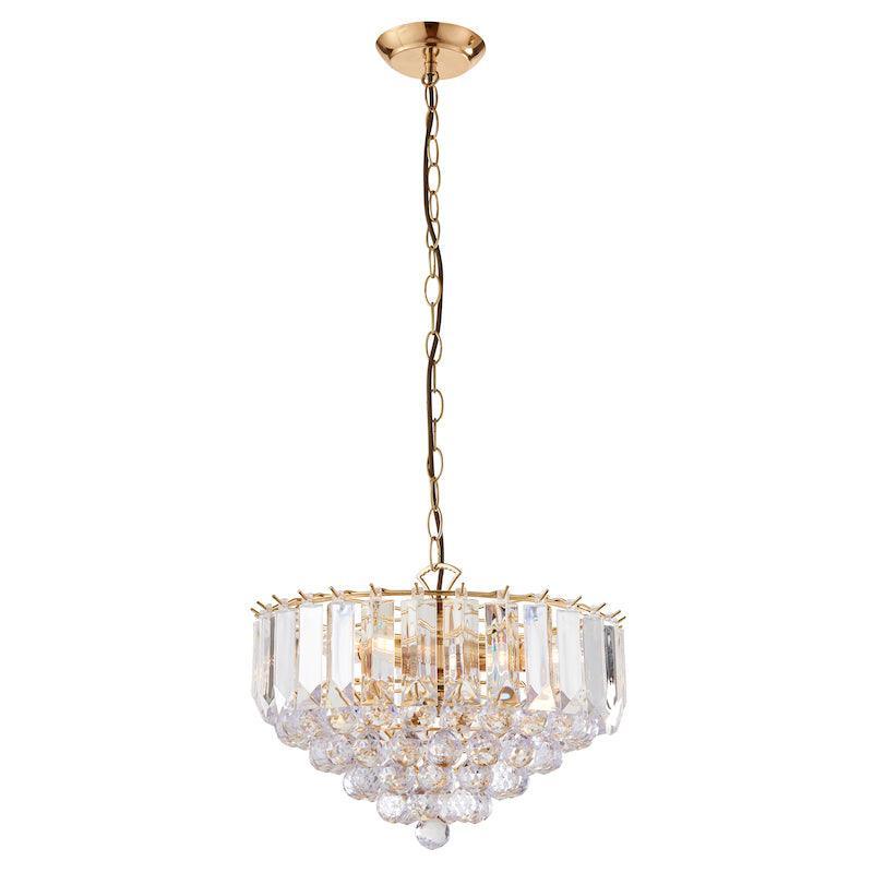 Traditional Ceiling Pendant Lights - Fargo Brass & Clear Acrylic 3LT Pendant Ceiling Light FARGO-14BP full