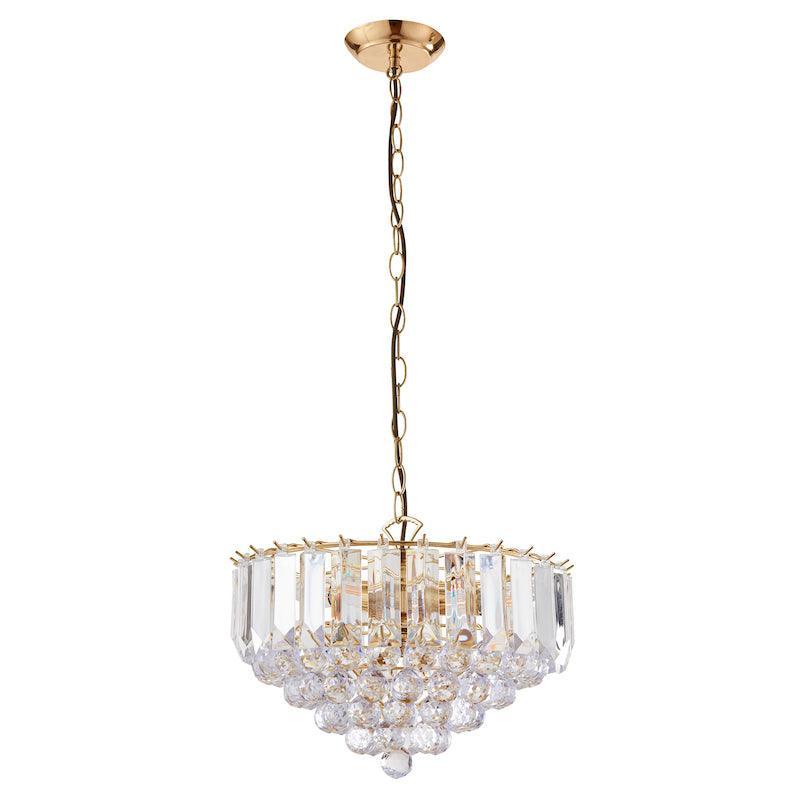 Traditional Ceiling Pendant Lights - Fargo Brass & Clear Acrylic 3LT Pendant Ceiling Light FARGO-14BP