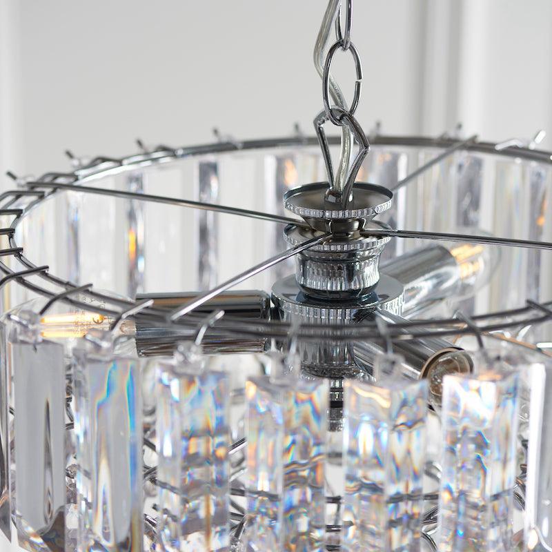 Traditional Ceiling Pendant Lights - Fargo Chrome Plate & Clear Acrylic 3LT Pendant Ceiling Light FARGO-14CH fitting
