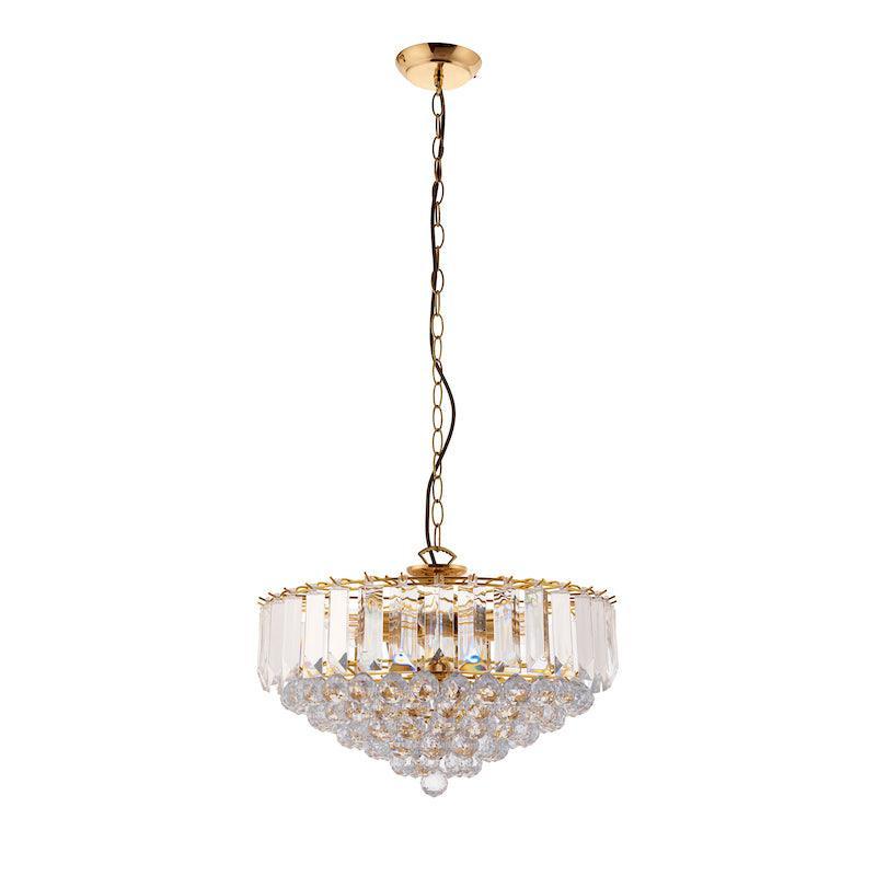 Traditional Ceiling Pendant Lights - Fargo Brass & Clear Acrylic 6LT Pendant Ceiling Light FARGO-18BP