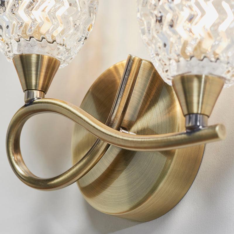 Boyer 2lt brass Wall Light by Endon Lighting close up