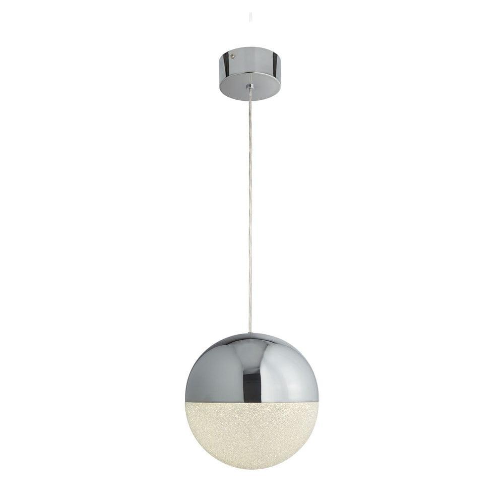Marbles 1 Light LED Chrome & Acrylic Globe Pendant - 25cm-Ceiling Pendant Lights-1-Tiffany Lighting Direct