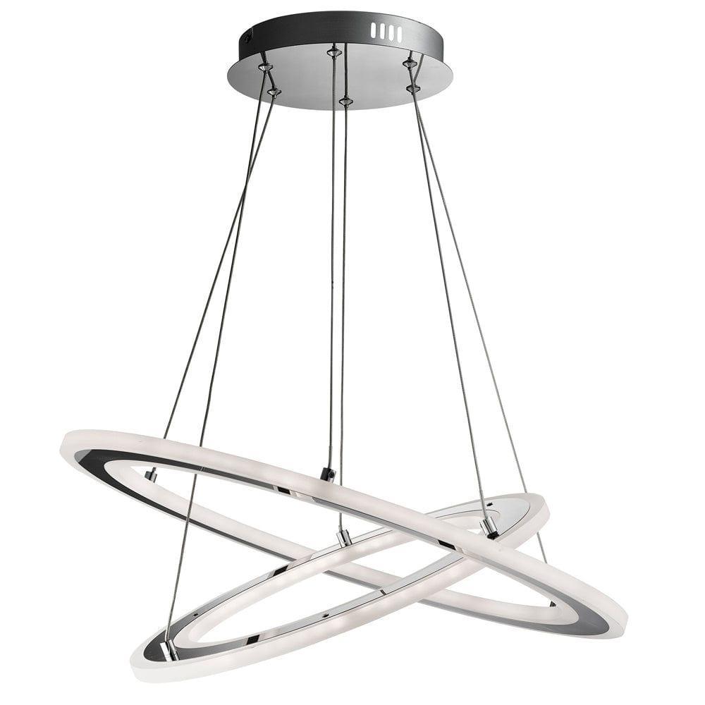 Solexa LED 2 Hoops Chrome/Frosted Acrylic Ceiling Pendant-Ceiling Pendant Lights-1-Tiffany Lighting Direct