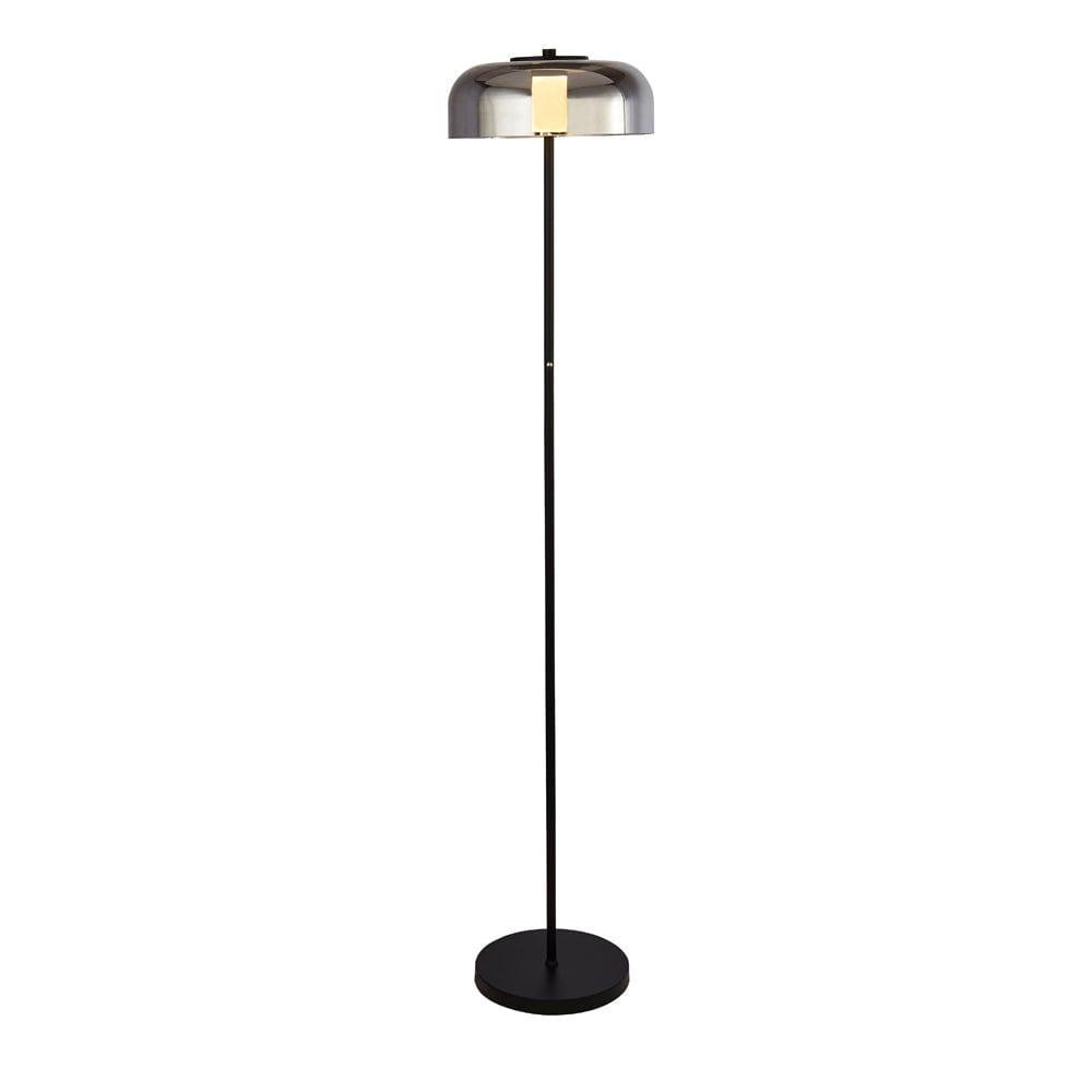 Frisbee 1 Light LED Black Floor Lamp - Smoked Glass Shade by 1