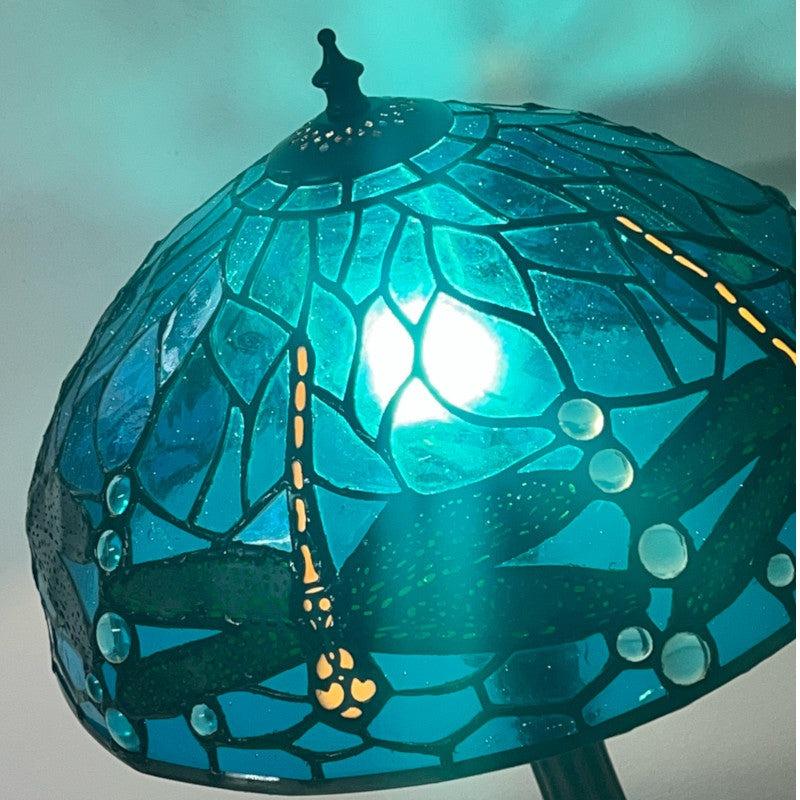 Blue Dragonfly Tiffany Table Lamp - 30cm Shade