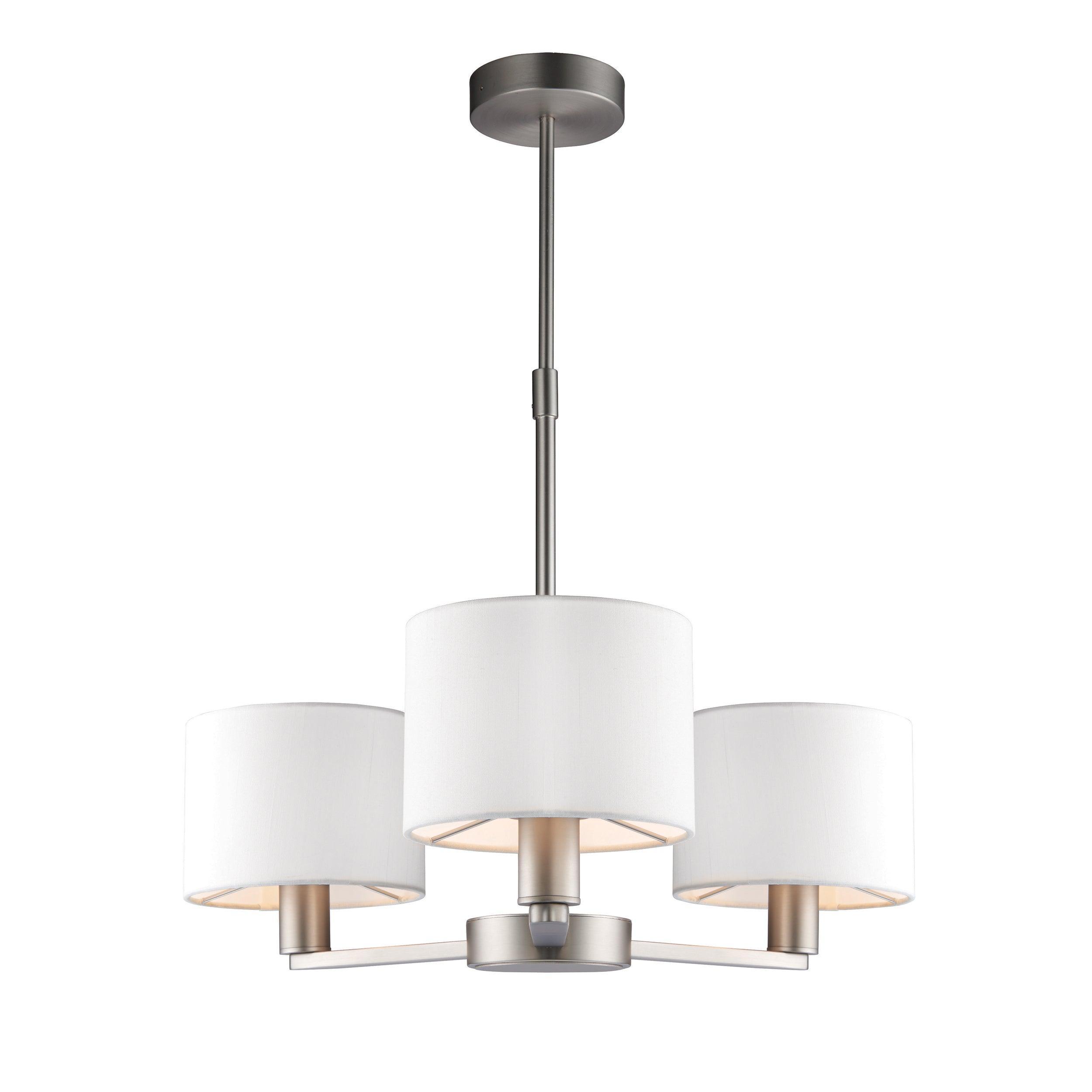 Endon Daley 3 Light Nickel Finish Ceiling Pendant-Ceiling Pendant Lights-Endon Lighting Living Room Lighting Tiffany Lighting Direct