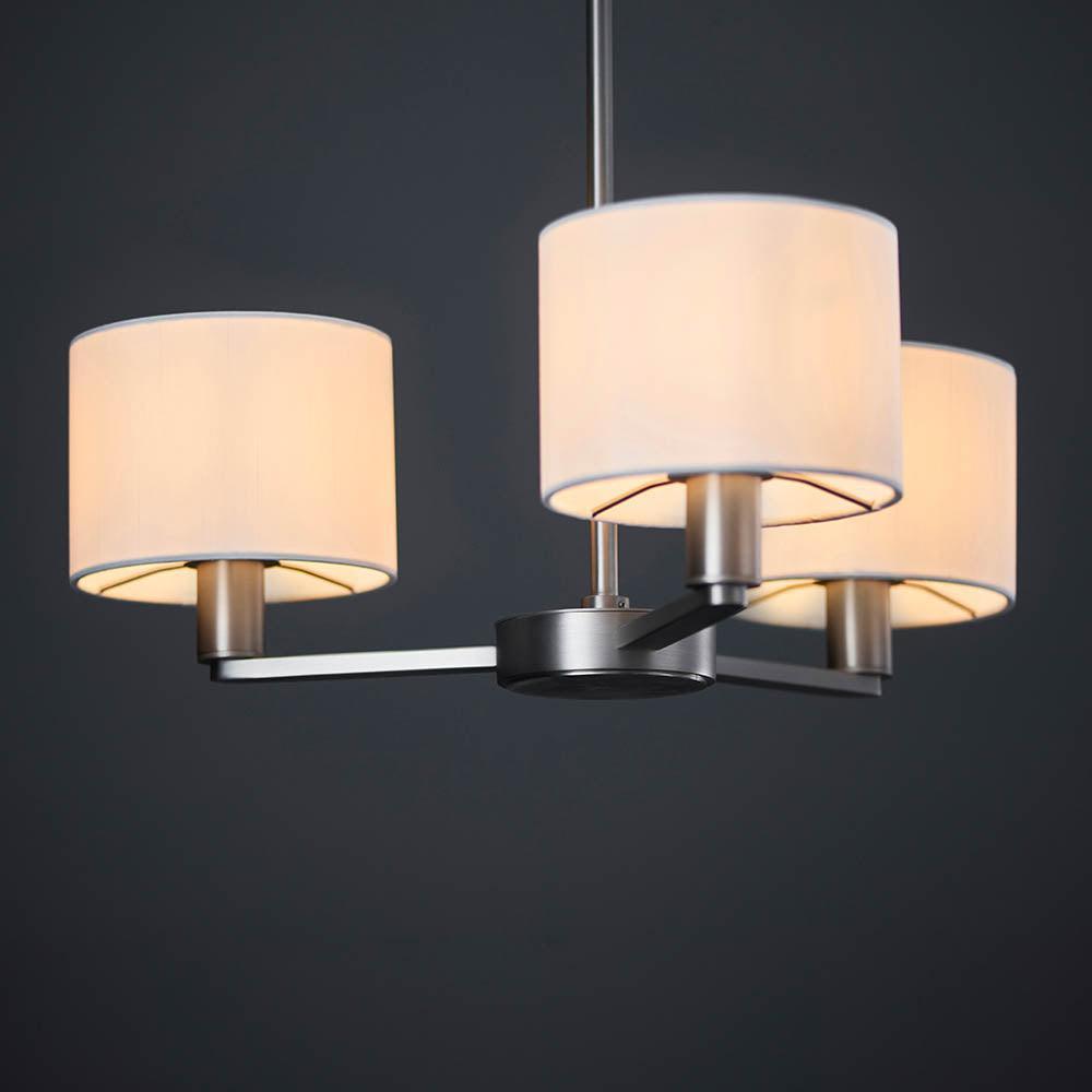 Endon Daley 3 Light Nickel Finish Ceiling Pendant-Ceiling Pendant Lights-Endon Lighting living room close. up unlit Tiffany Lighting Direct