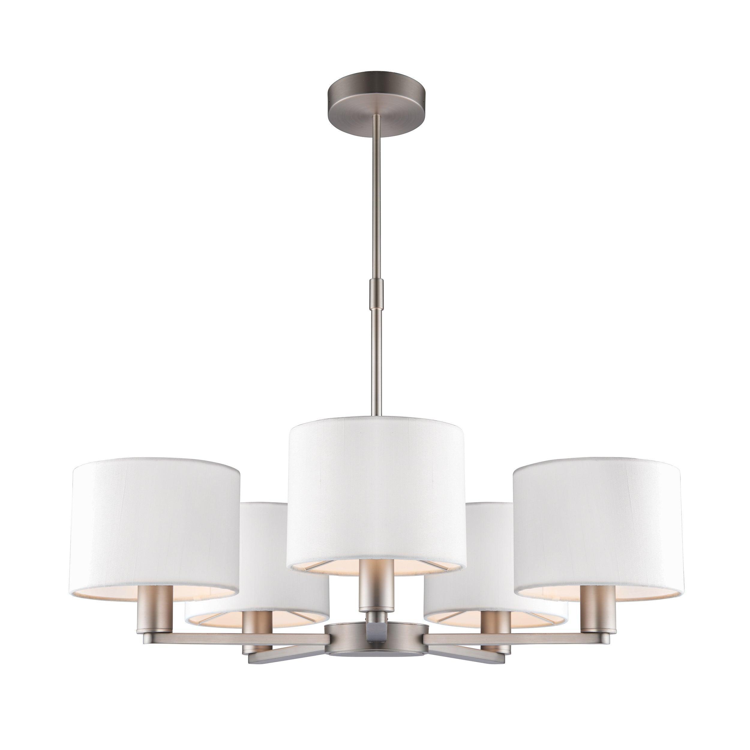 Endon Daley 5 Light Nickel Finish Ceiling Pendant-Ceiling Pendant Lights-Endon Lighting Living Room Close Up Lighting Tiffany Lighting Direct