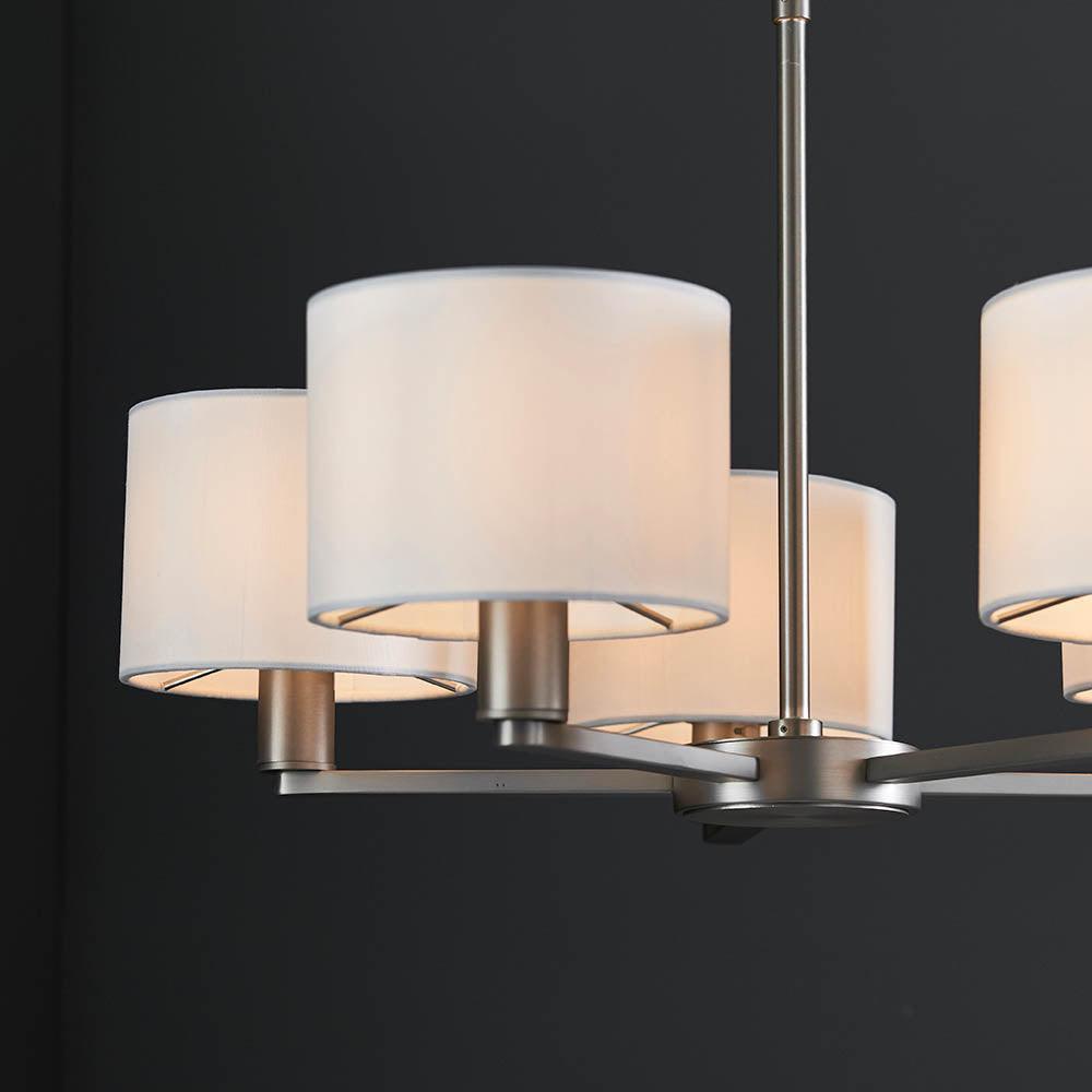 Endon Daley 5 Light Nickel Finish Ceiling Pendant-Ceiling Pendant Lights-Endon Lighting Hallway Lighting Close upTiffany Lighting Direct
