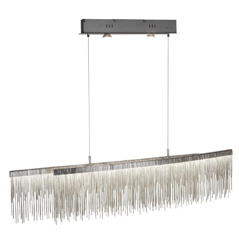 Memphis LED Satin Silver Chain String Bar Ceiling Pendant-Ceiling Pendant Lights-1-Tiffany Lighting Direct