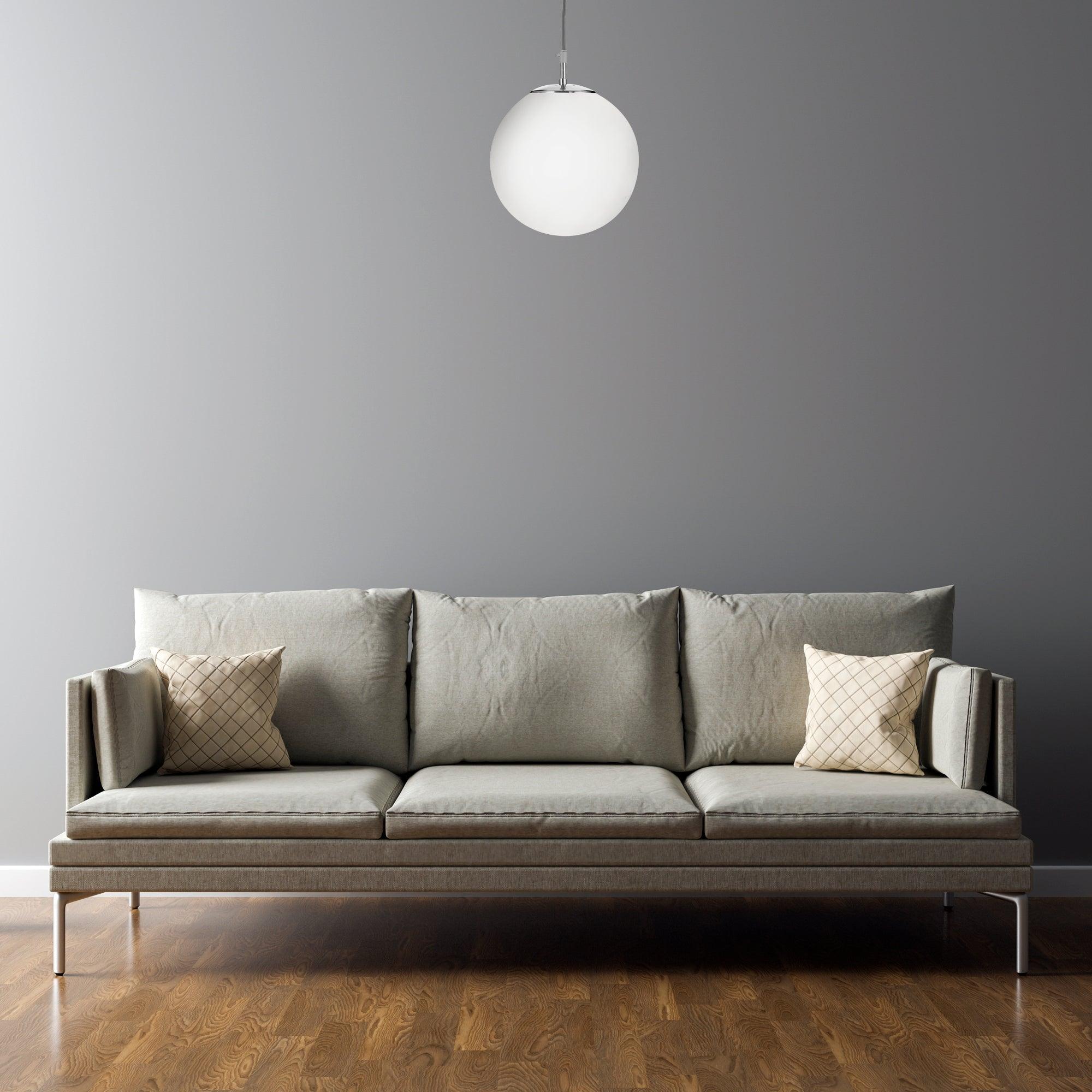 Searchlight Atom Silver & Opal Glass Small Ceiling Pendant-Ceiling Pendant Lights-5-Tiffany Lighting Direct