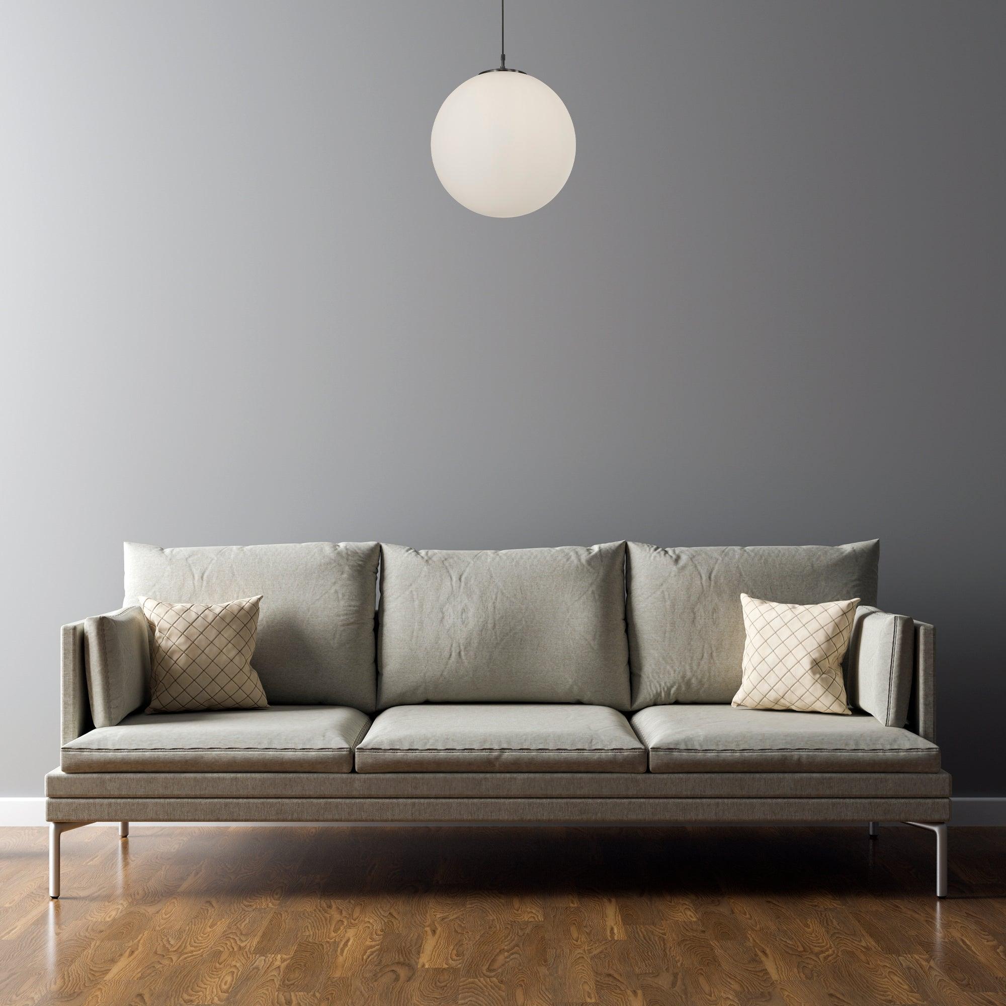 Searchlight Atom 1 Light Pendant 30 cm Opal Glass Sphere-Ceiling Pendant Lights-5-Tiffany Lighting Direct