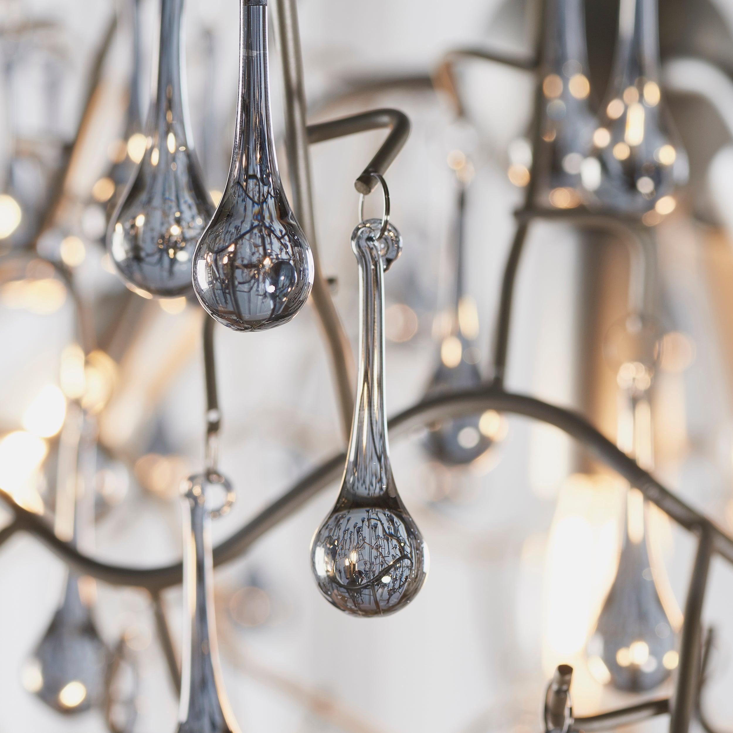 Hampshire 4 Light Silver Pendant With Glass Teardrops-Ceiling Pendant Lights-Living Lights-6-Tiffany Lighting Direct