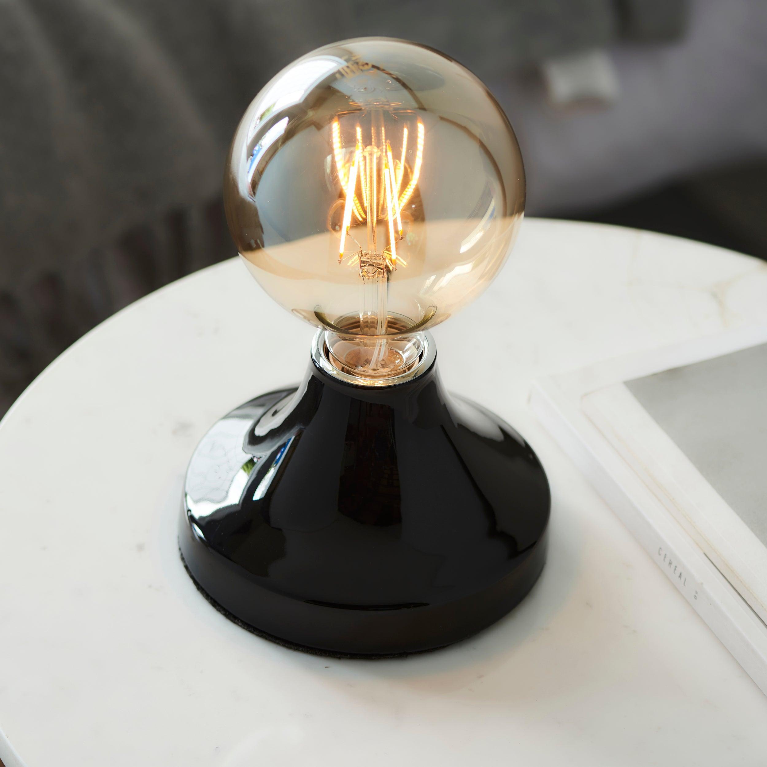 Maida Modern Black Ceramic Table Lamp top shot