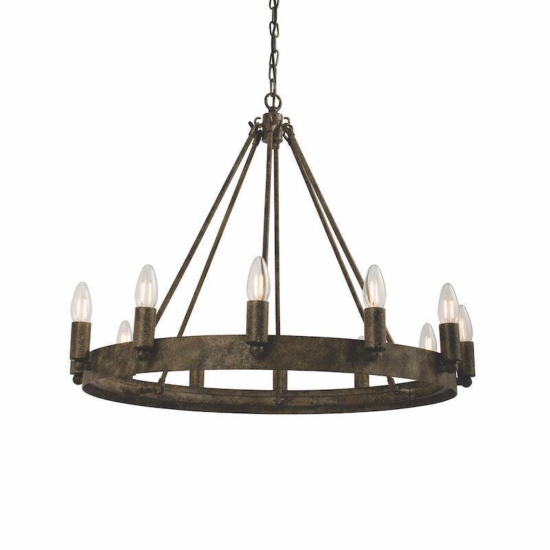 Traditional Ceiling Pendant Lights - Chevalier 12LT Aged Metal Pendant Ceiling Light 61026 full