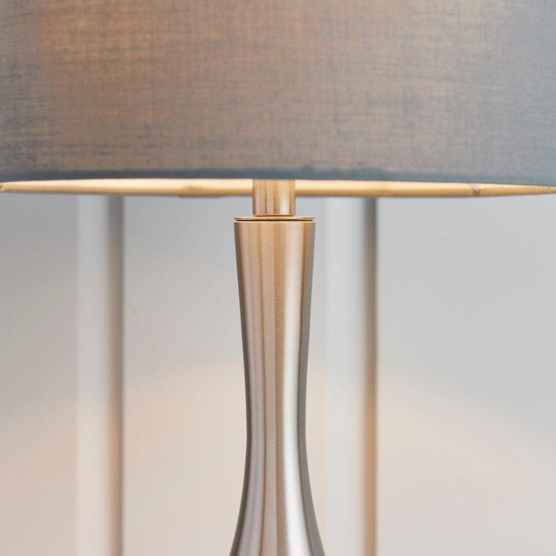 Endon Piccadilly Satin Nickel & Grey Cotton Mix Table Lamp 6