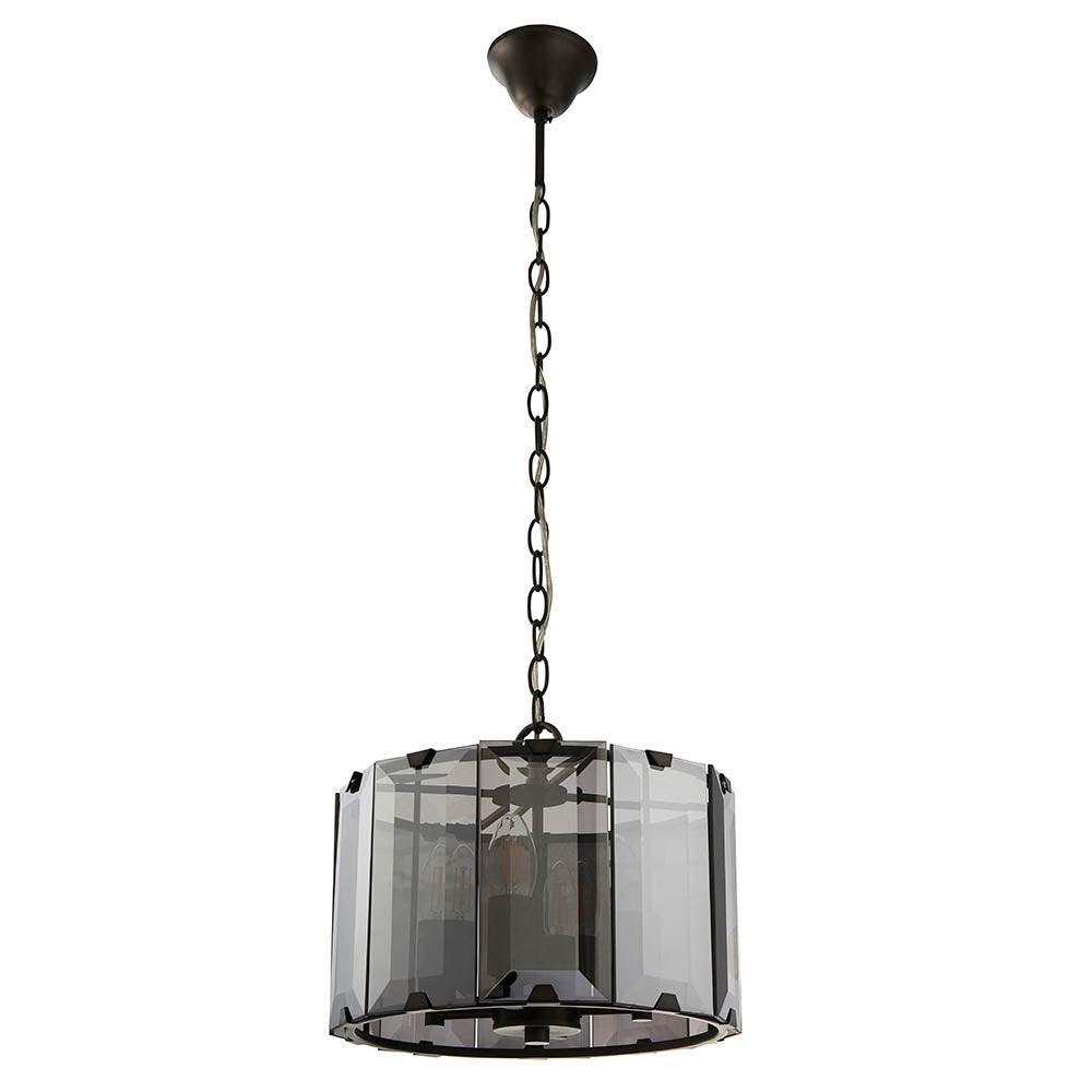 Endon Clooney 4 Light Smoke Glass Panel Ceiling Pendant-Ceiling Pendant Lights-Endon Lighting Bedrooom Lighting close up Tiffany Lighting Direct