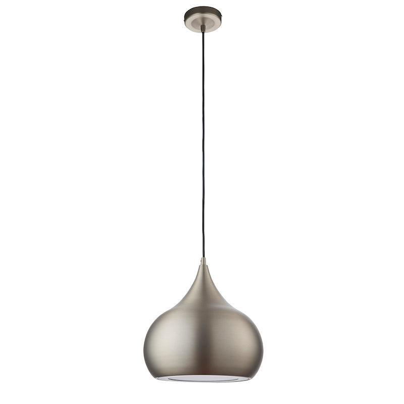 Endon Brosnan 1 Light Matt Nickel Pendant Ceiling Light-Ceiling Pendant Lights-Endon Lighting Hallway Lighting Family Image Tiffany Lighting Direct
