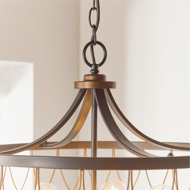 Traditional Ceiling Pendant Lights - Heston Matt Black And Rustic Bronze Painted 5 Light Pendant Ceiling Light 61498 fitting