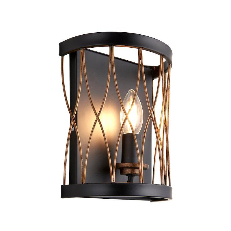 Traditional Wall Lights - Heston Matt Black And Rustic Bronze Painted Wall Light 61499 full side