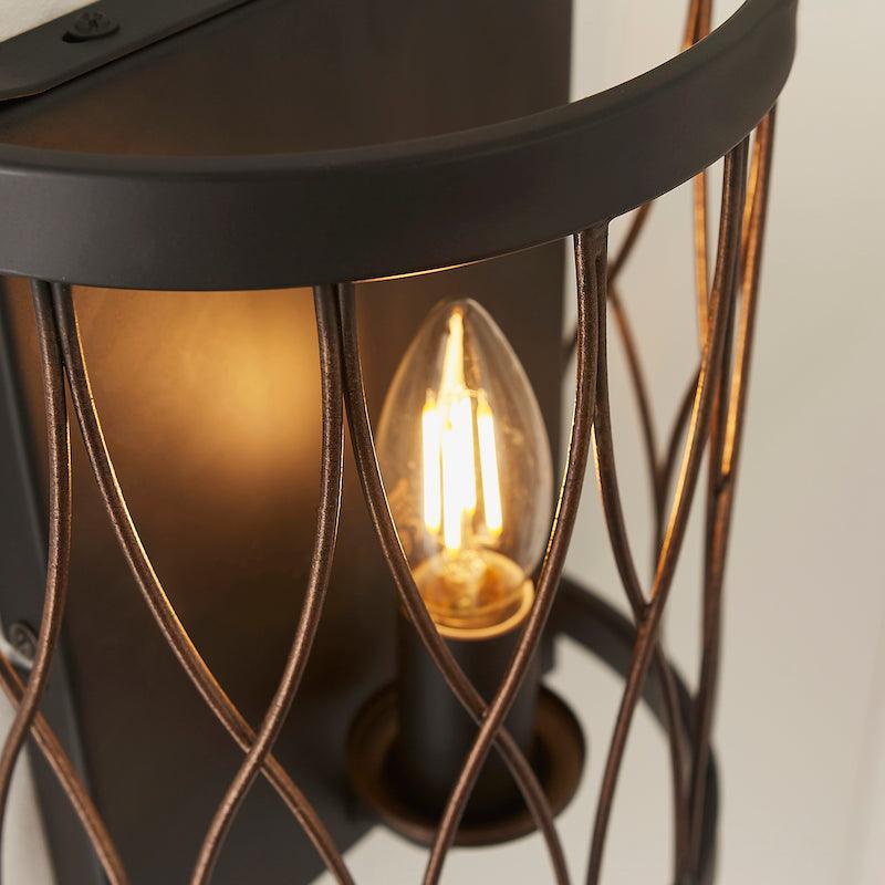 Traditional Wall Lights - Heston Matt Black And Rustic Bronze Painted Wall Light 61499 lamp