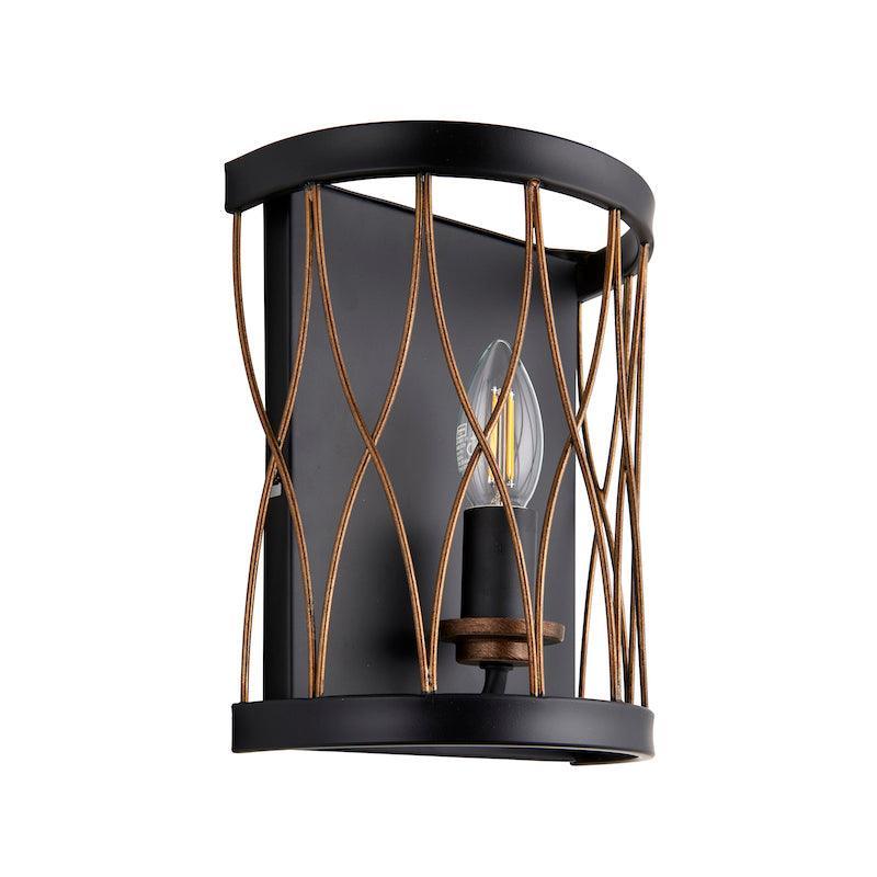 Traditional Wall Lights - Heston Matt Black And Rustic Bronze Painted Wall Light 61499 off