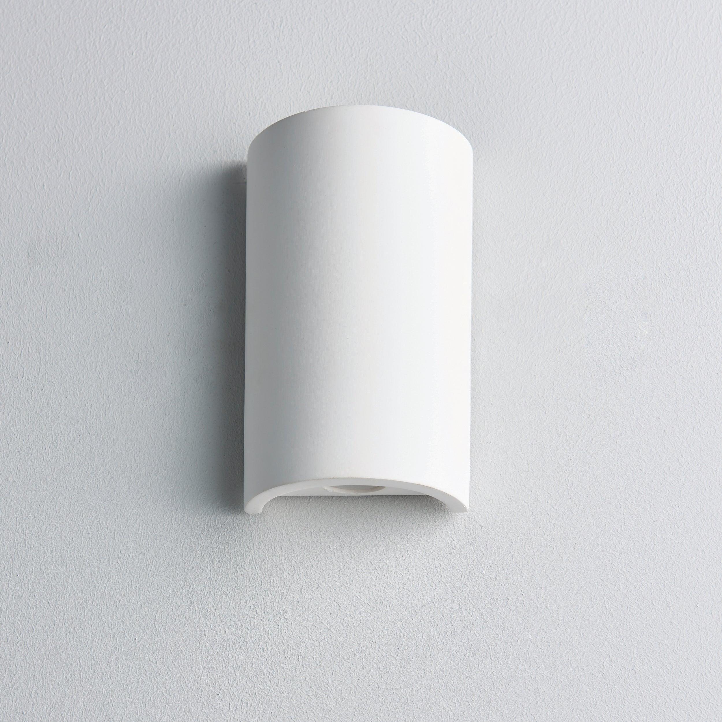 crescent white paintable plaster wall light 2 8w by saxby lighting, close up image 256