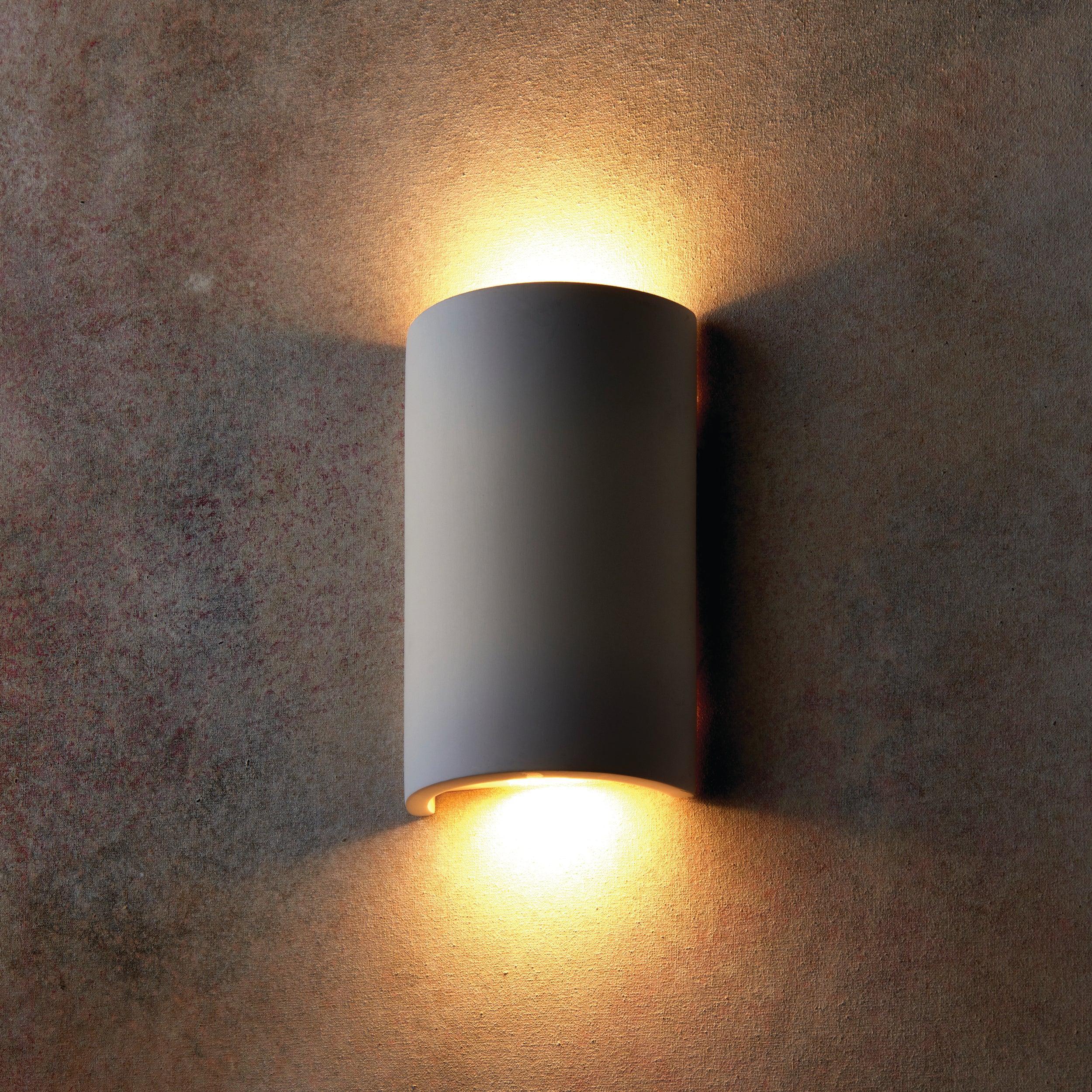 crescent white paintable plaster wall light 2 8w by saxby lighting, close up image 179