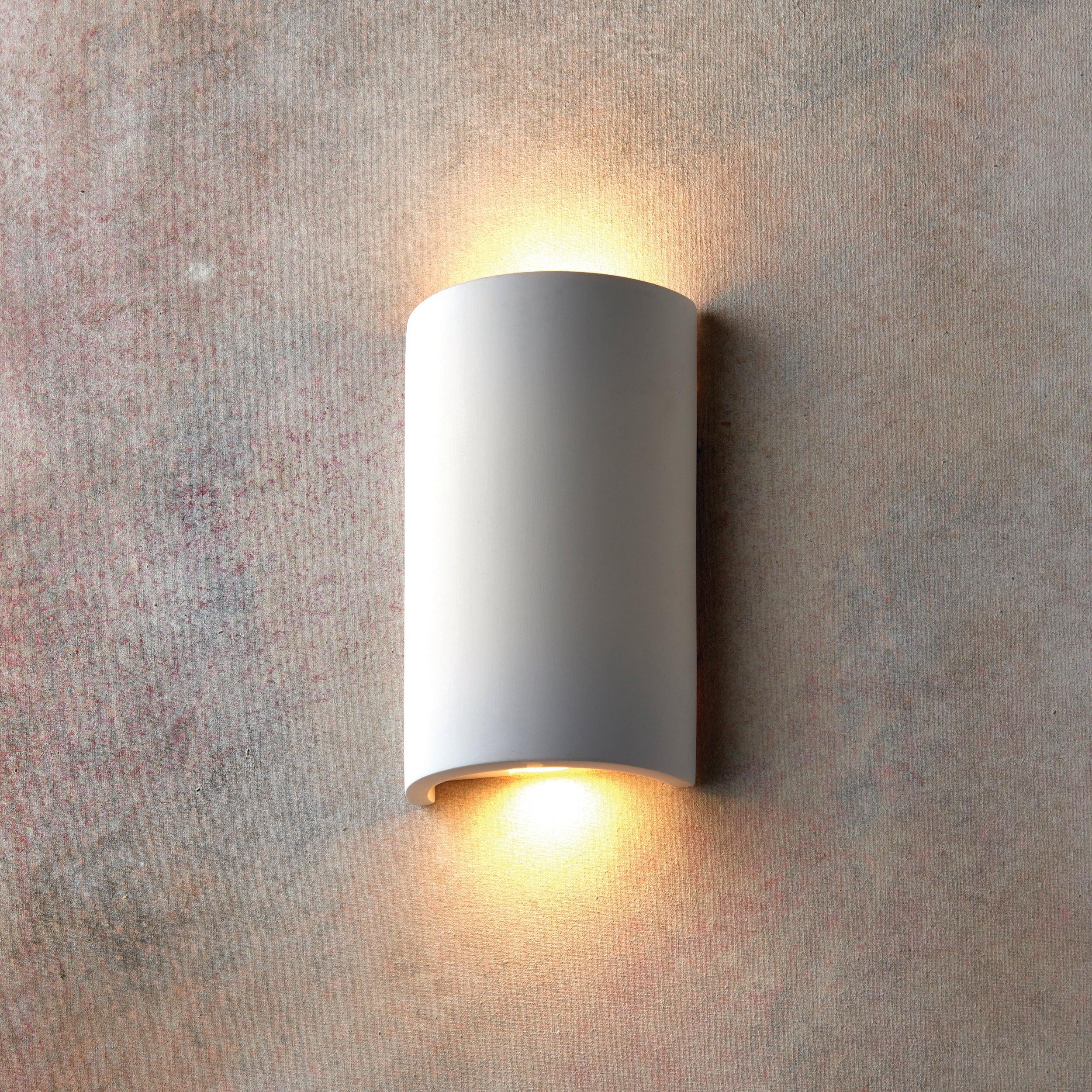crescent white paintable plaster wall light 2 8w by saxby lighting, close up image 137