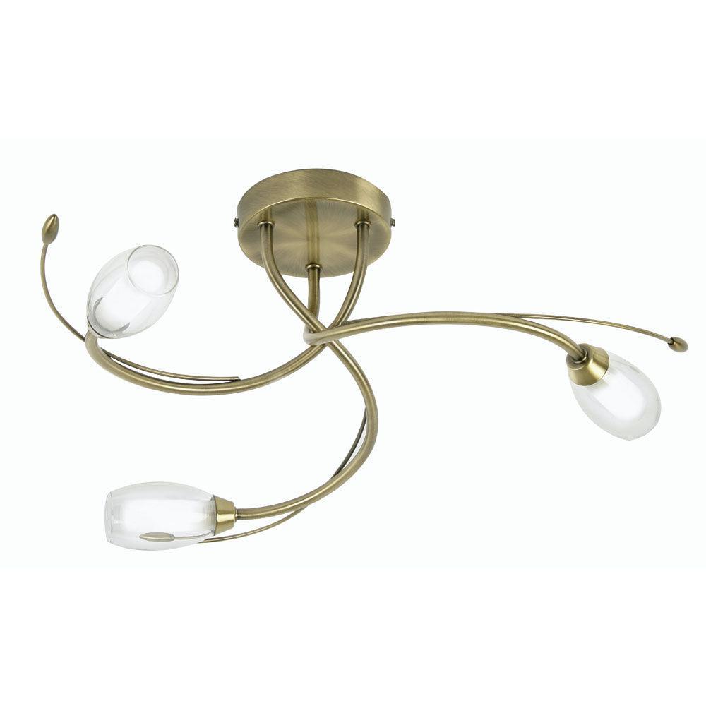 Oaks Lighting Pandora 3 Light Antique Brass Semi Flush Living room Image