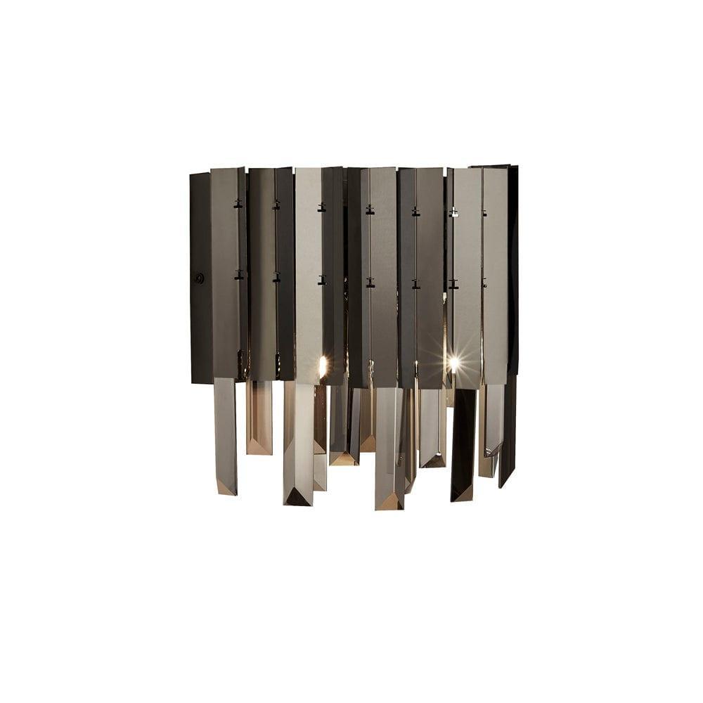 rotunda 2 light black chrome smoke crystal pendant wall light