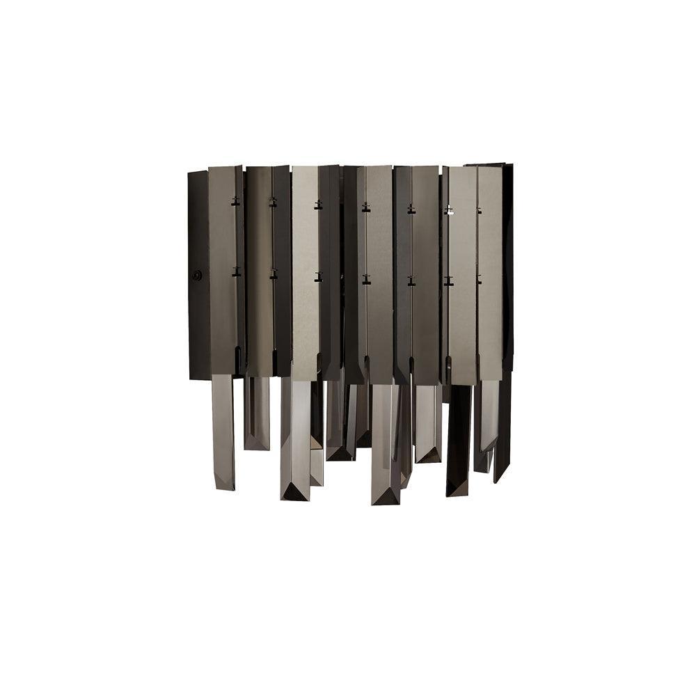 rotunda 2 light black chrome smoke crystal pendant wall light by searchlighting lighting, living room image