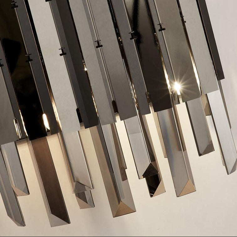 rotunda 2 light black chrome smoke crystal pendant wall light by searchlighting lighting, living room image