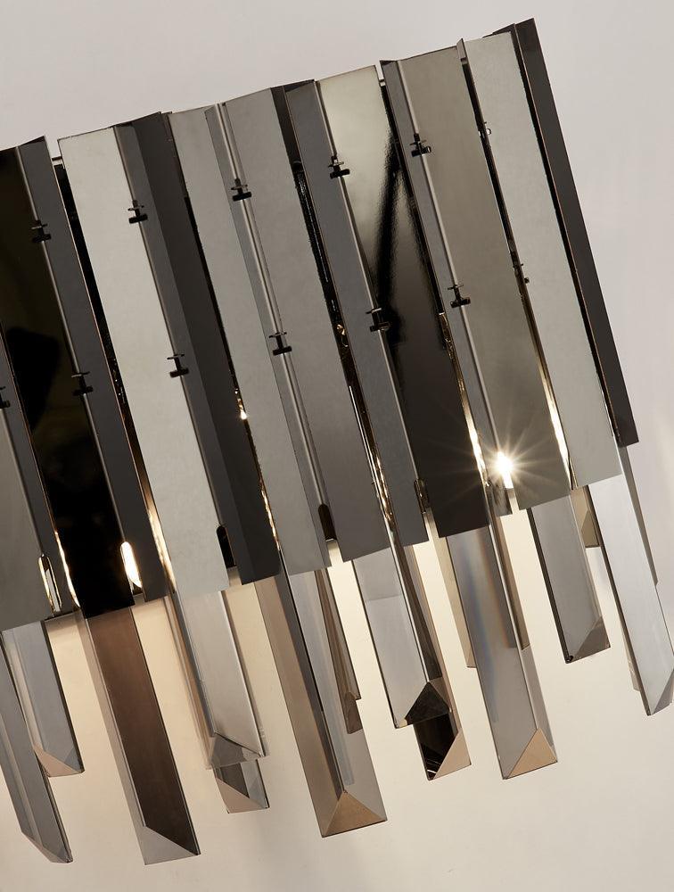 rotunda 2 light black chrome smoke crystal pendant wall light by searchlighting lighting, living room image