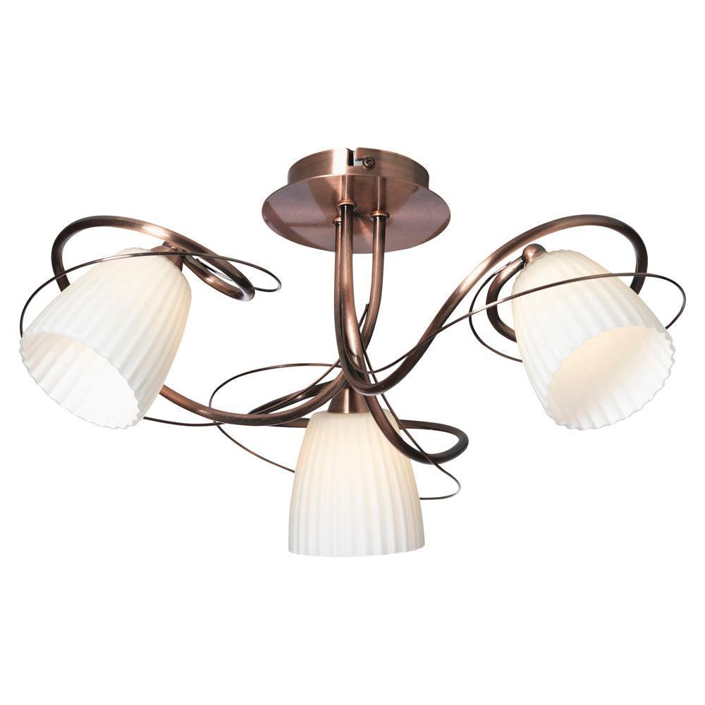 Oaks Lighting Leke Copper 3 Light Semi-flush Living room Image