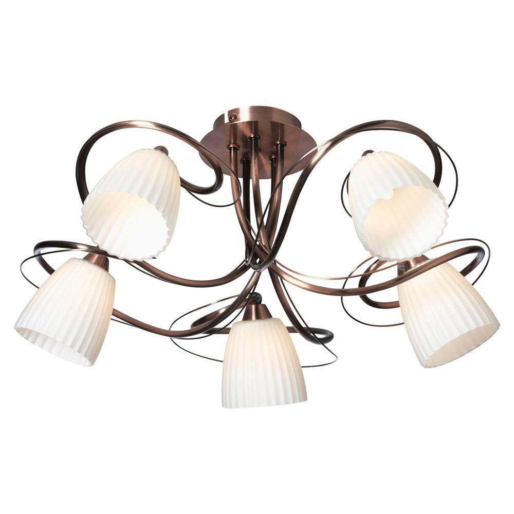 Oaks Lighting Leke Copper 5 Light Semi-flush Living room Image
