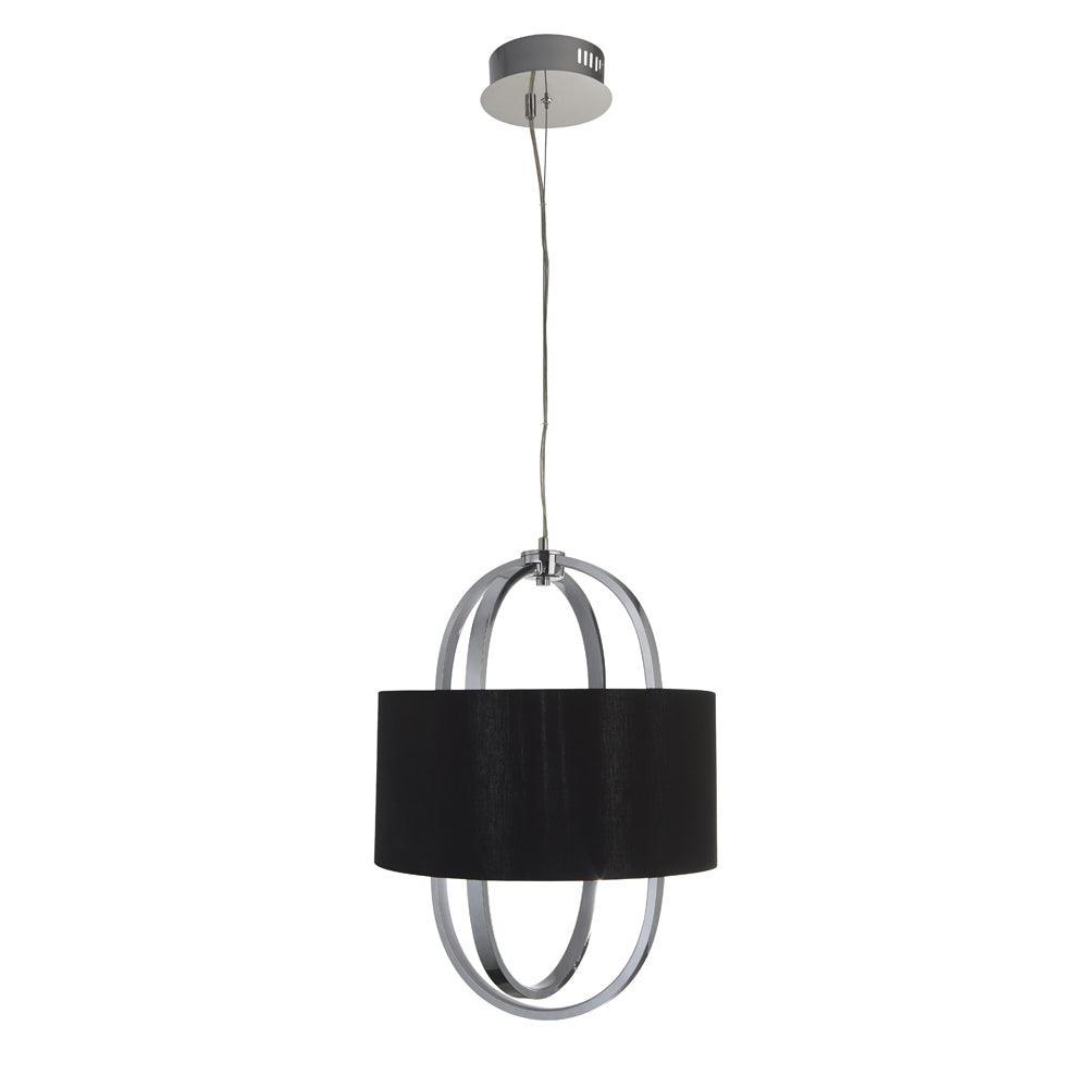 Searchlight Madrid Chrome LED Ceiling Pendant With Black Shade-Ceiling Pendant Lights-3-Tiffany Lighting Direct