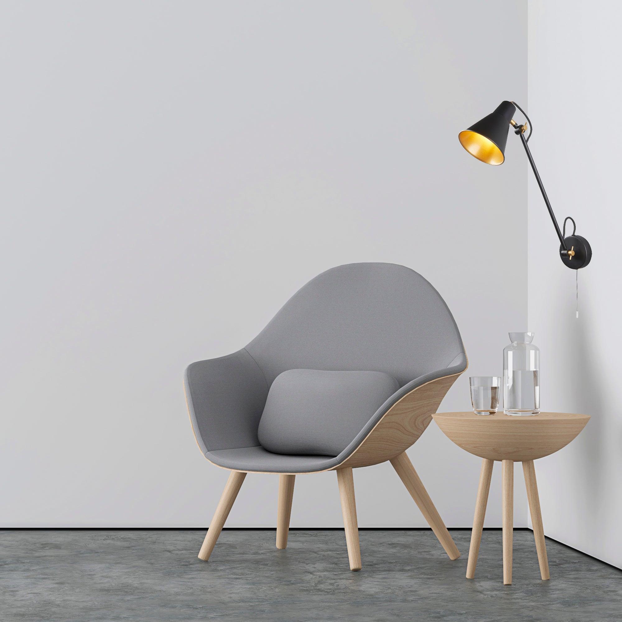 swing arm adjustable black gold wall light 6302bk by searchlighting lighting, living room image