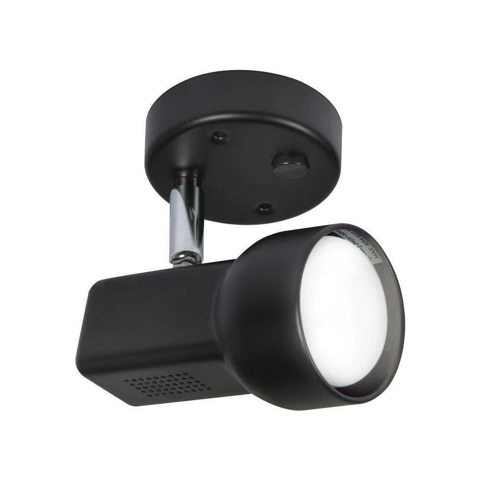 quattro 63 black switched single spot light adjustable head